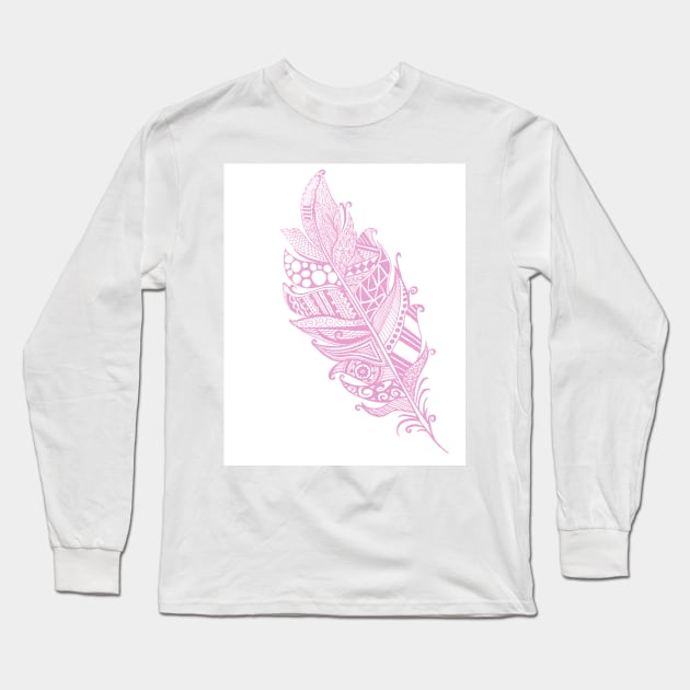 Pink Tribal Feather Long Sleeve T-Shirt by lizzyad